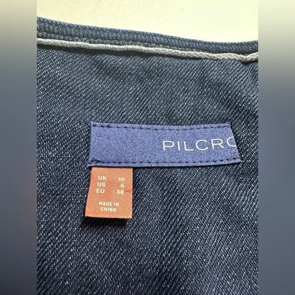 Pilcro Denim Cap Ruffle Sleeve Button Dress Midi Size 6 EUC Pockets Anthro - Picture 6 of 8